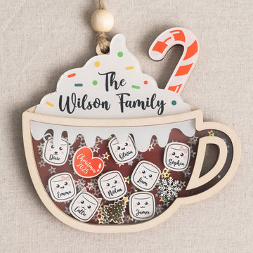 Personalized Family Hot Cocoa Ornament with Custom Family Design D33