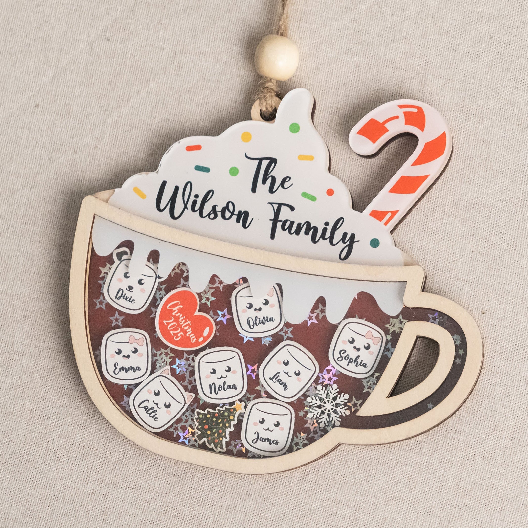 Personalized Family Hot Cocoa Ornament with Custom Family Design D33