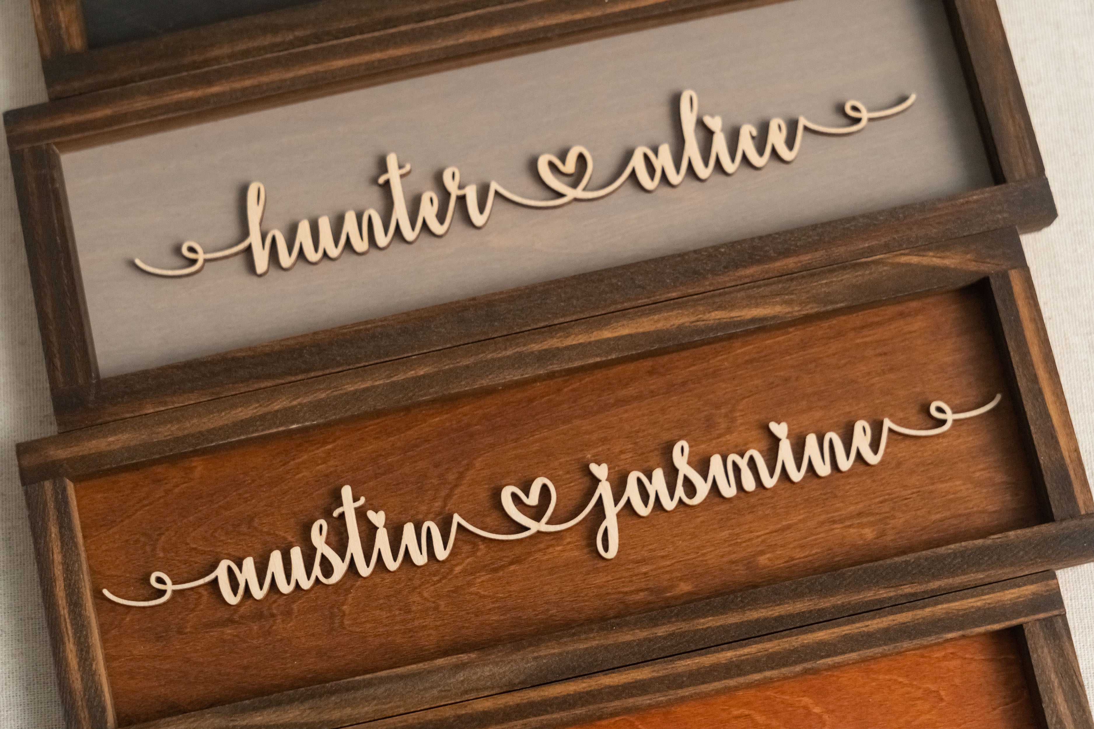Personalized Couple Name Plaque Wood Couple Name Sign and Rustic Wooden Name Plaque for Anniversary Gift E07