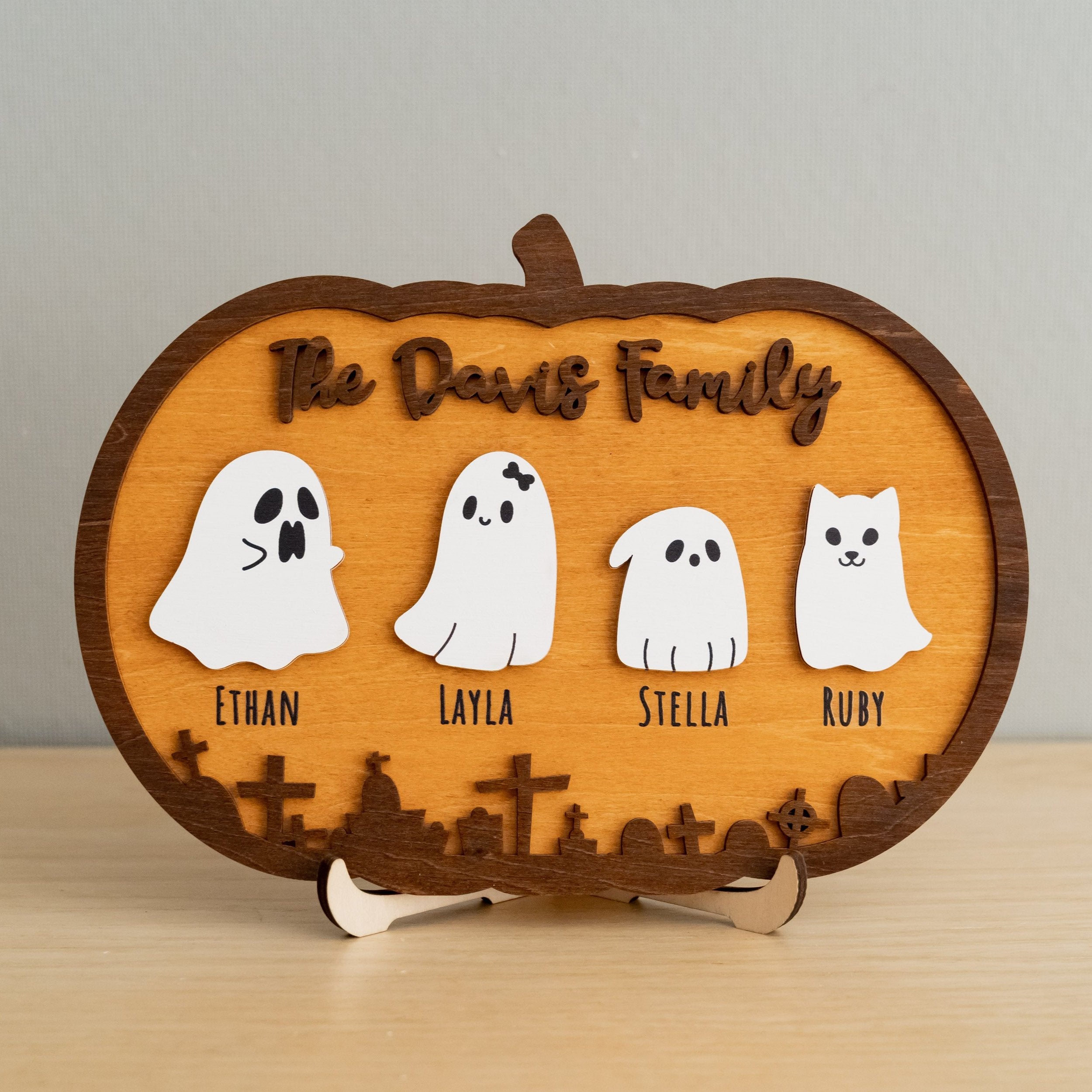 Personalized Wooden Pumpkin for Autumn Table Decor