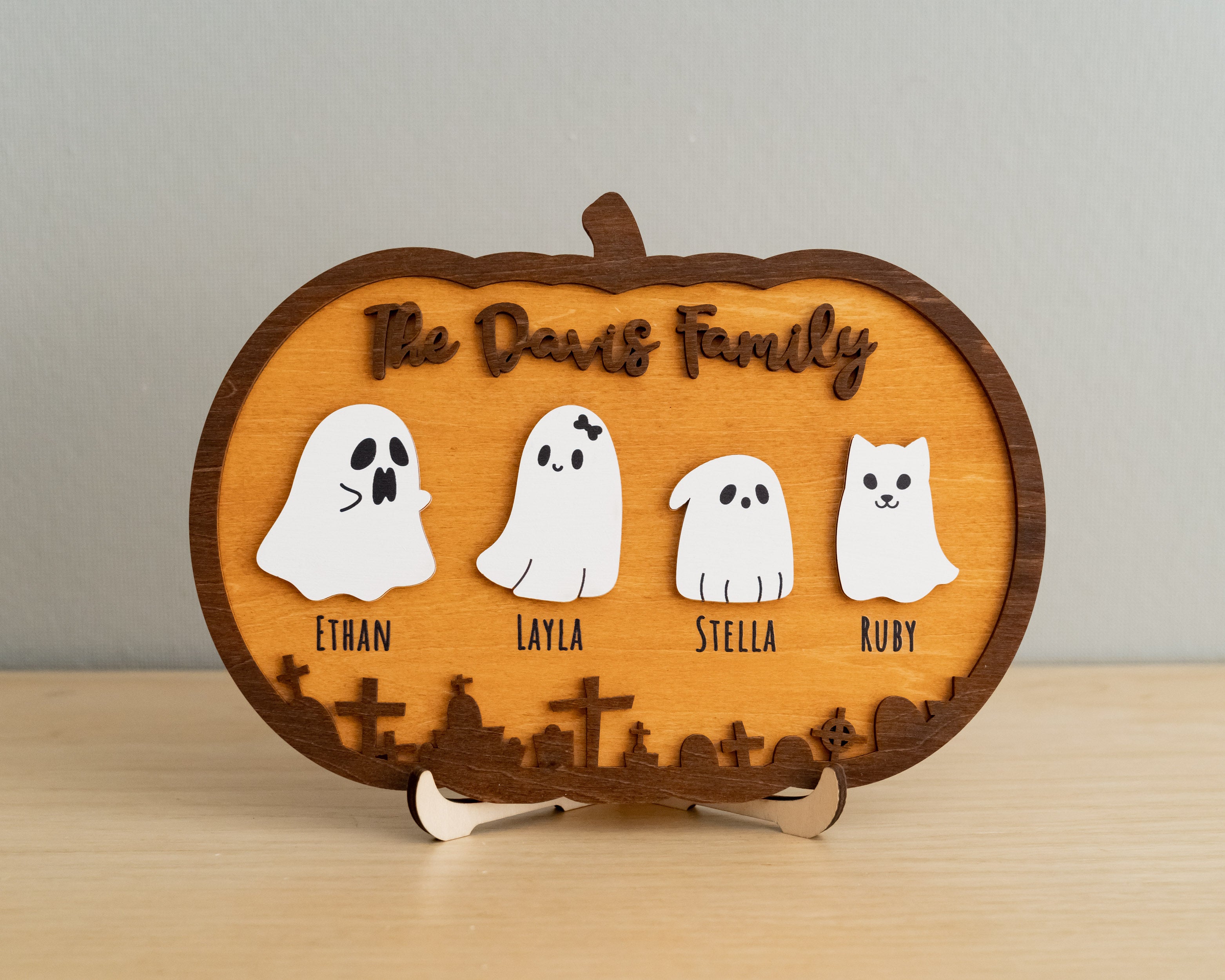 Personalized Wooden Pumpkin for Autumn Table Decor