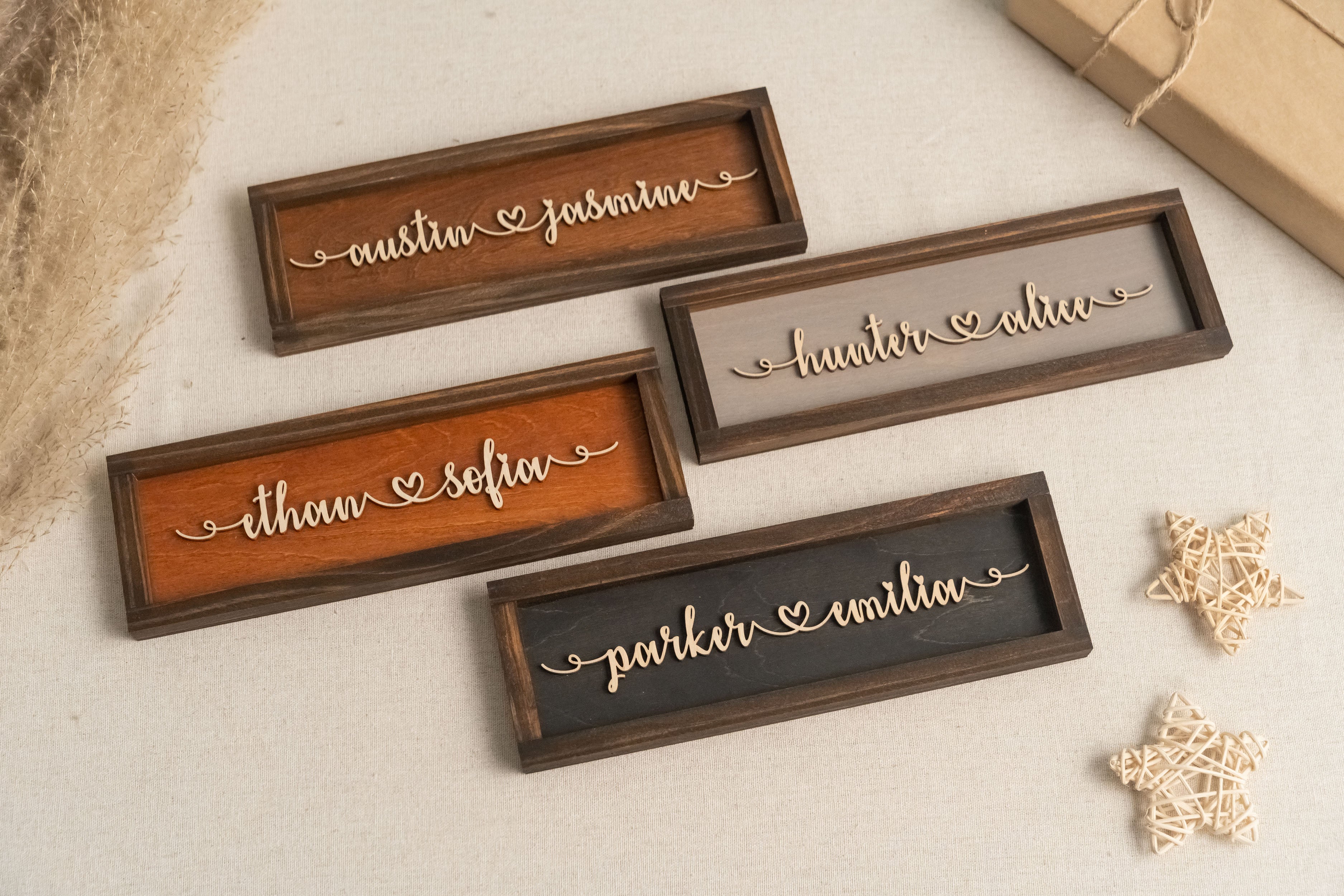 Personalized Couple Name Plaque Wood Custom Couple Name Sign and Engraved Wood Couple Sign for Wedding Anniversary Gift E07