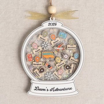 Personalized Travel Ornament Wood for Adventure Gift and Decor D22
