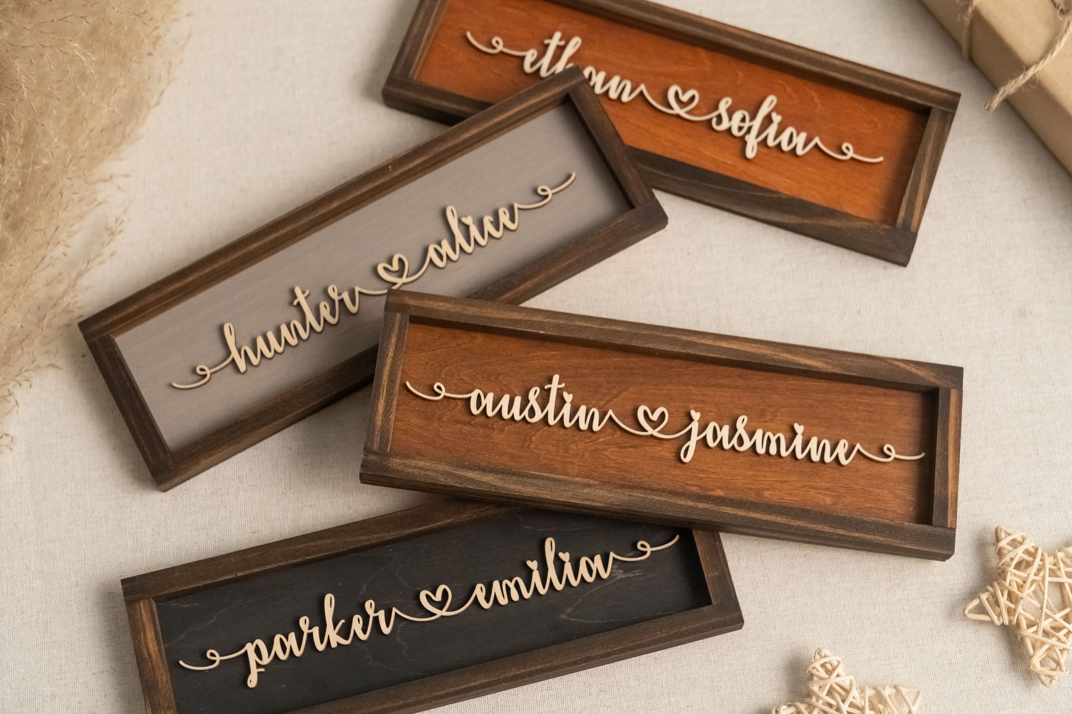 Personalized Couple Name Plaque Wood Custom Couple Name Sign and Engraved Wood Couple Sign for Wedding Anniversary Gift E07