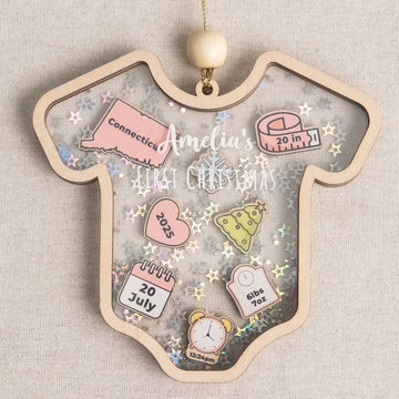 Babys First Christmas Ornament Wood and Acrylic for Keepsake Gift D21