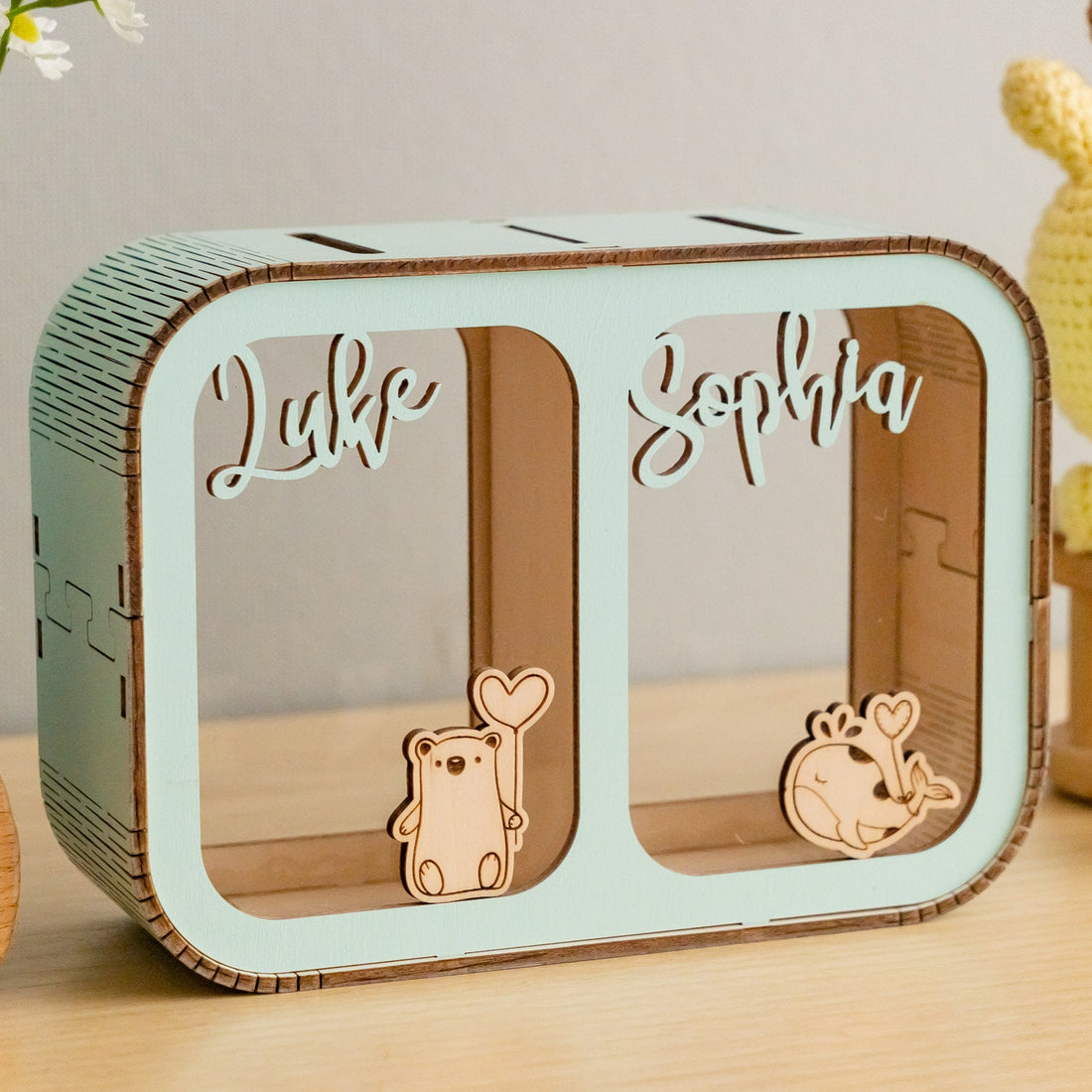 Custom Name Piggy Bank with Dual Compartments