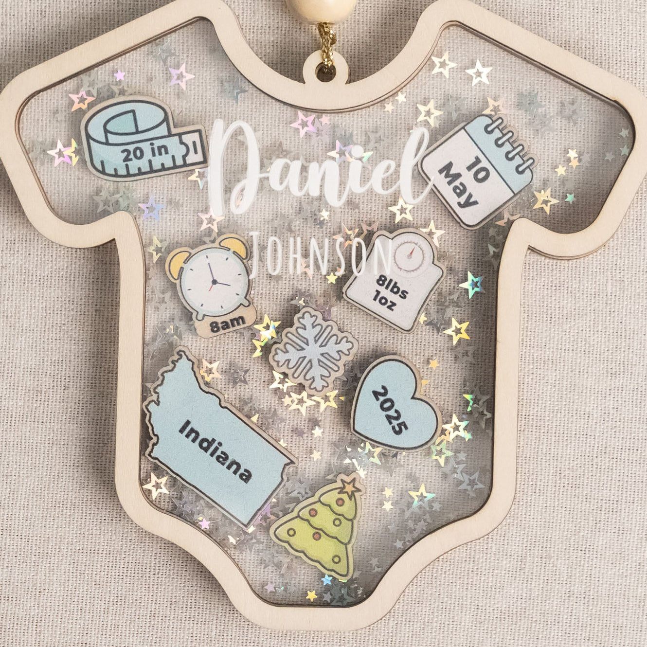 Babys First Christmas Ornament Wood and Acrylic for Baby Keepsake D21