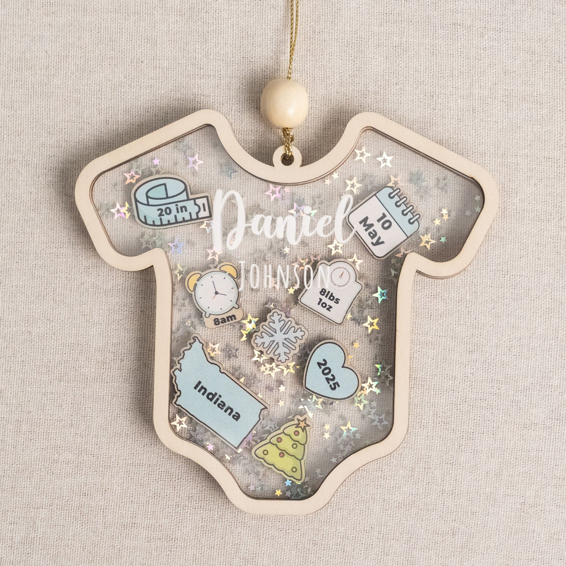 Babys First Christmas Ornament Wood and Acrylic for Baby Gift D21
