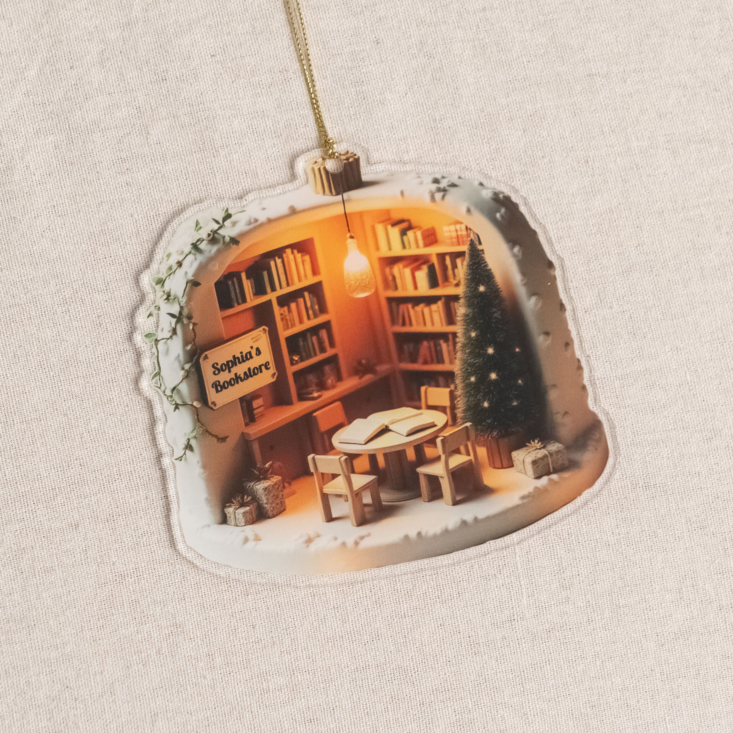 Personalized Book Lover Christmas Ornaments Acrylic Personalized Christmas Ornament for Readers and Custom Bookstore Christmas Ornament D38