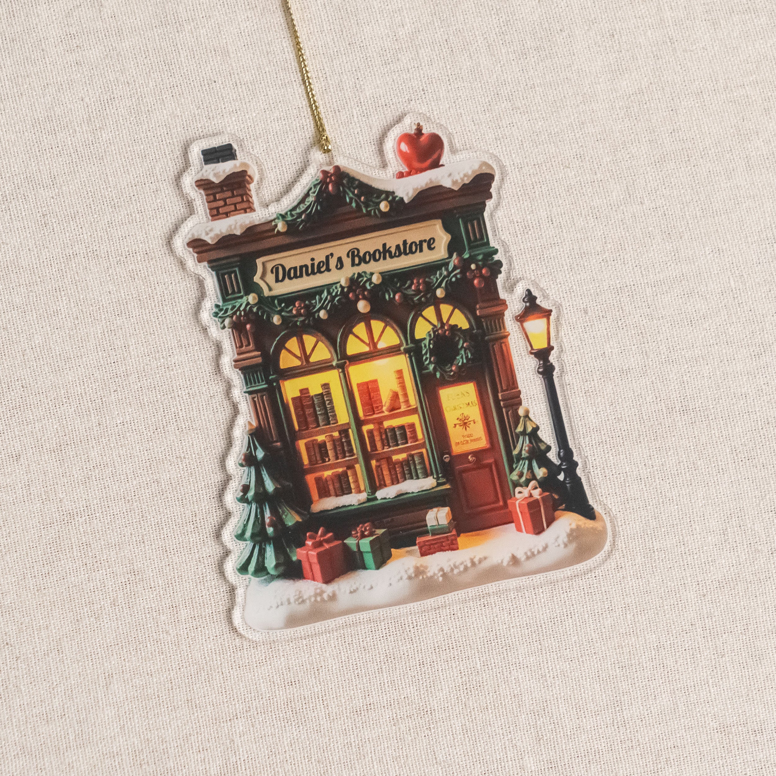 Personalized Book Lover Christmas Ornaments Acrylic Personalized Christmas Ornament for Book Lovers and Custom Bookstore Ornament D38