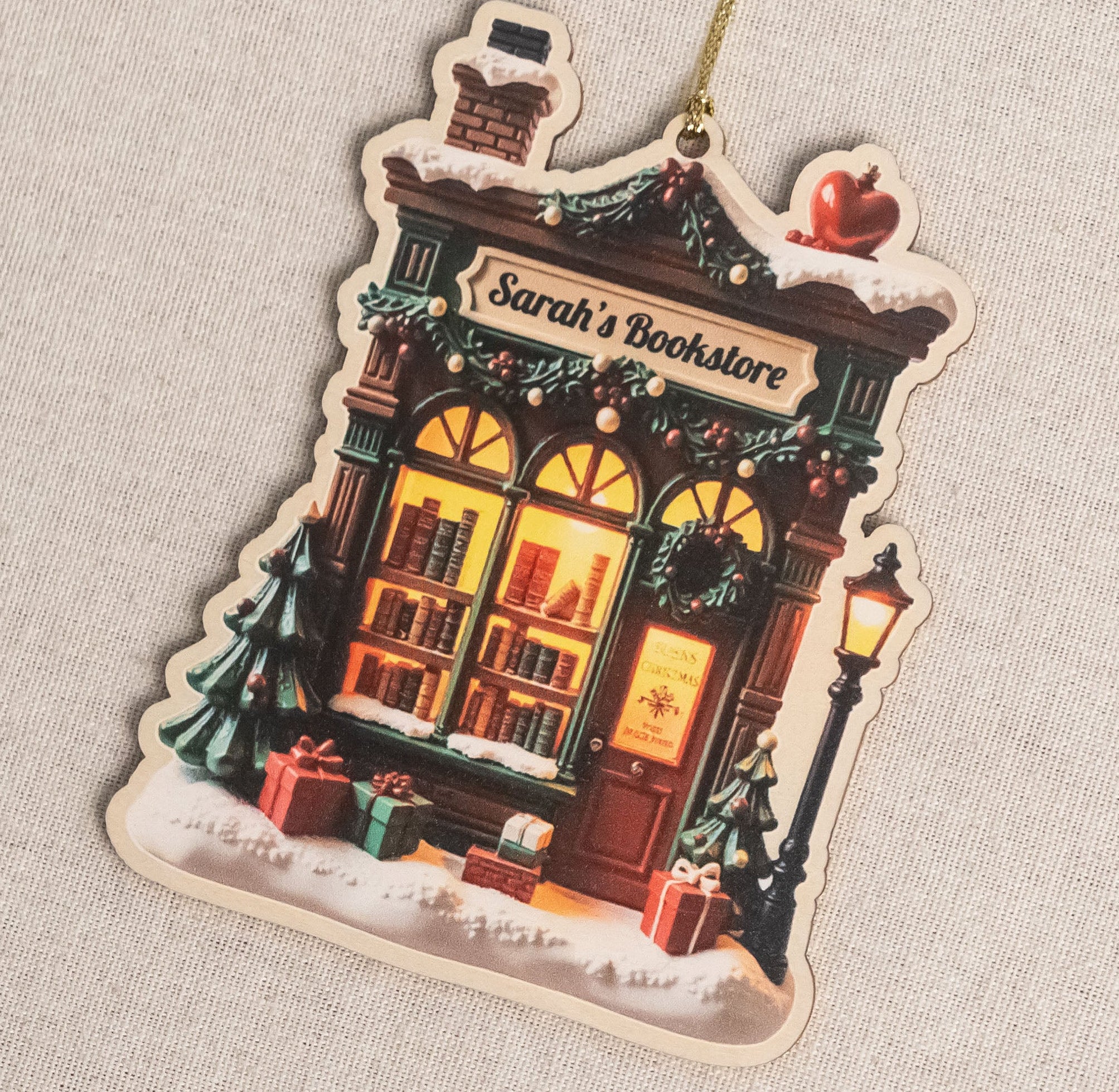 Personalized Book Lover Christmas Ornaments Acrylic Personalized Christmas Ornament for Book Lovers and Custom Bookstore Ornament D38