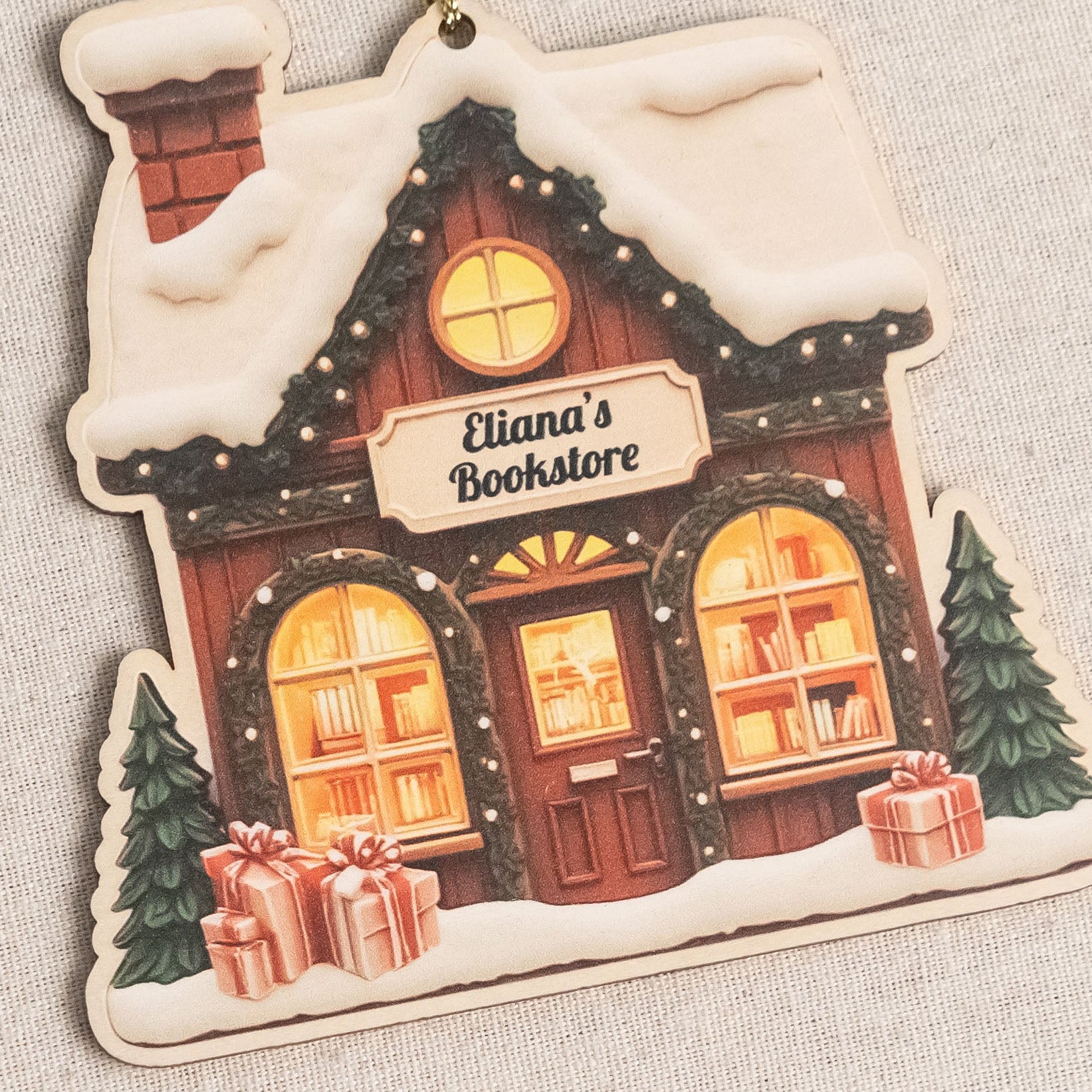 Personalized Book Lover Christmas Ornaments Wood Book Lover Christmas Ornament and Custom Name Christmas Ornament D38