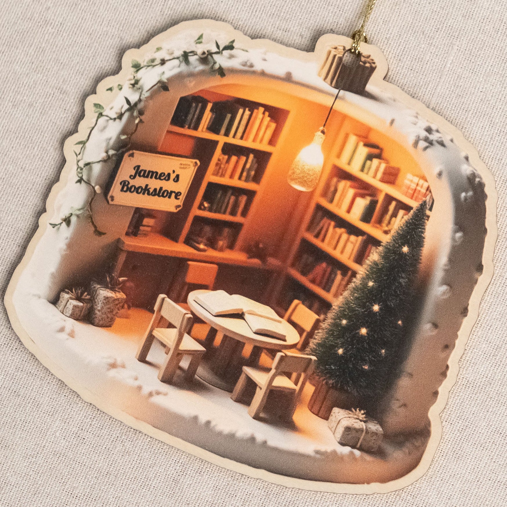 Personalized Book Lover Christmas Ornaments Acrylic Personalized Christmas Ornament for Readers and Custom Bookstore Christmas Ornament D38