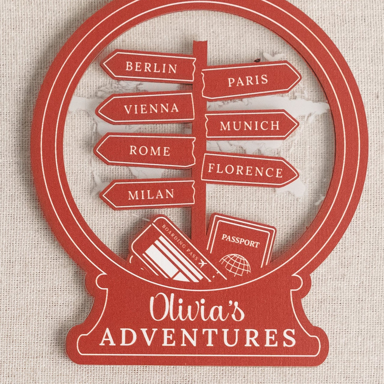 Personalized Travel Ornament Wood for Destination Keepsake Gift D40