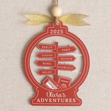 Personalized Travel Ornament Wood for Travel Lover Gift D40