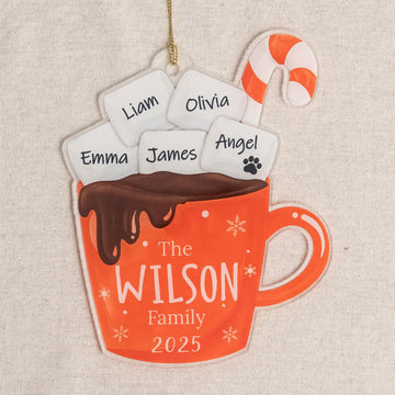 Personalized Family Hot Cocoa Ornament Acrylic Personalized Christmas Ornament for Family Name Ornament D42