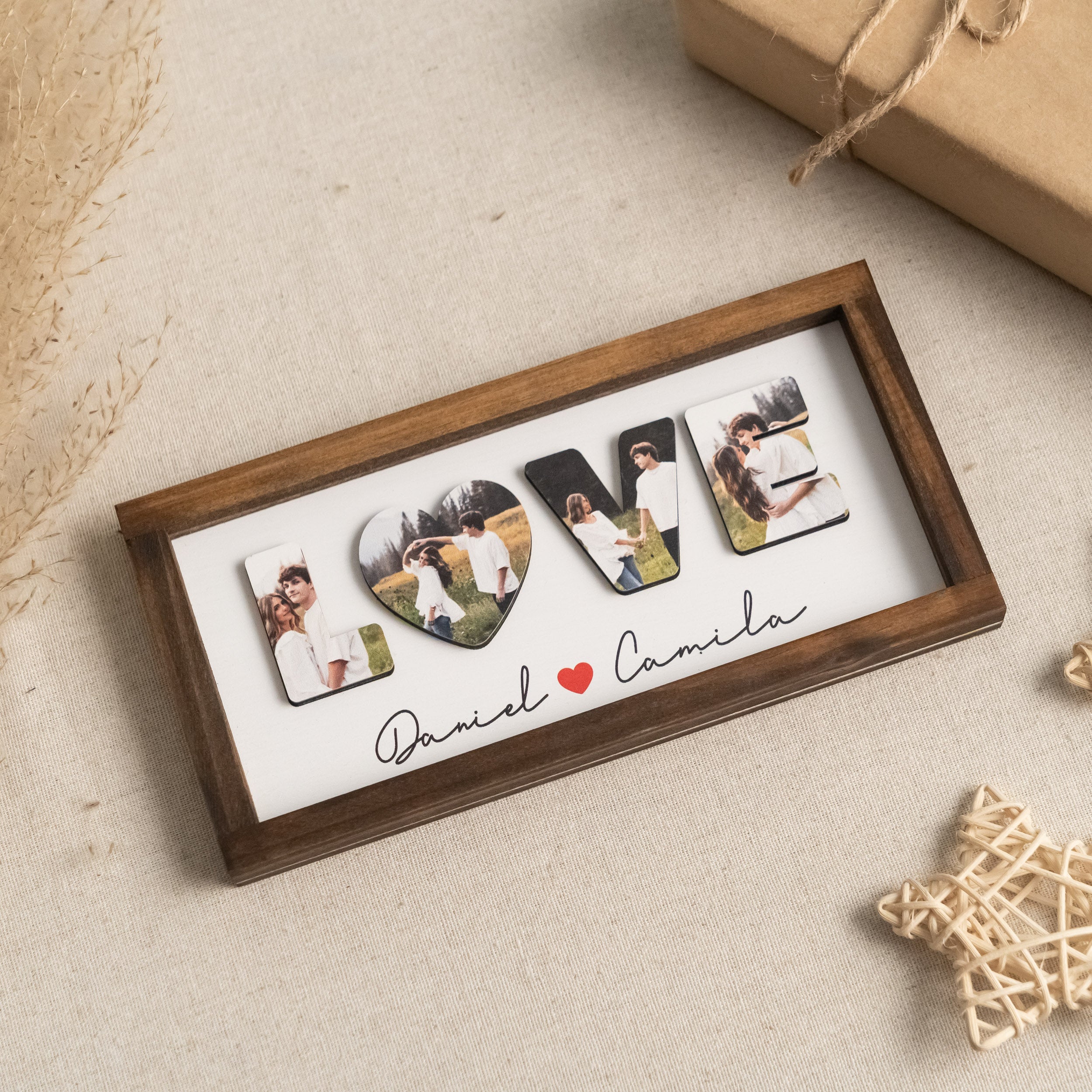 Custom Couple Name Wooden Sign Couple Photo Wall Decor and Rustic Wooden Photo Decor for Wedding Couple Gift Y33