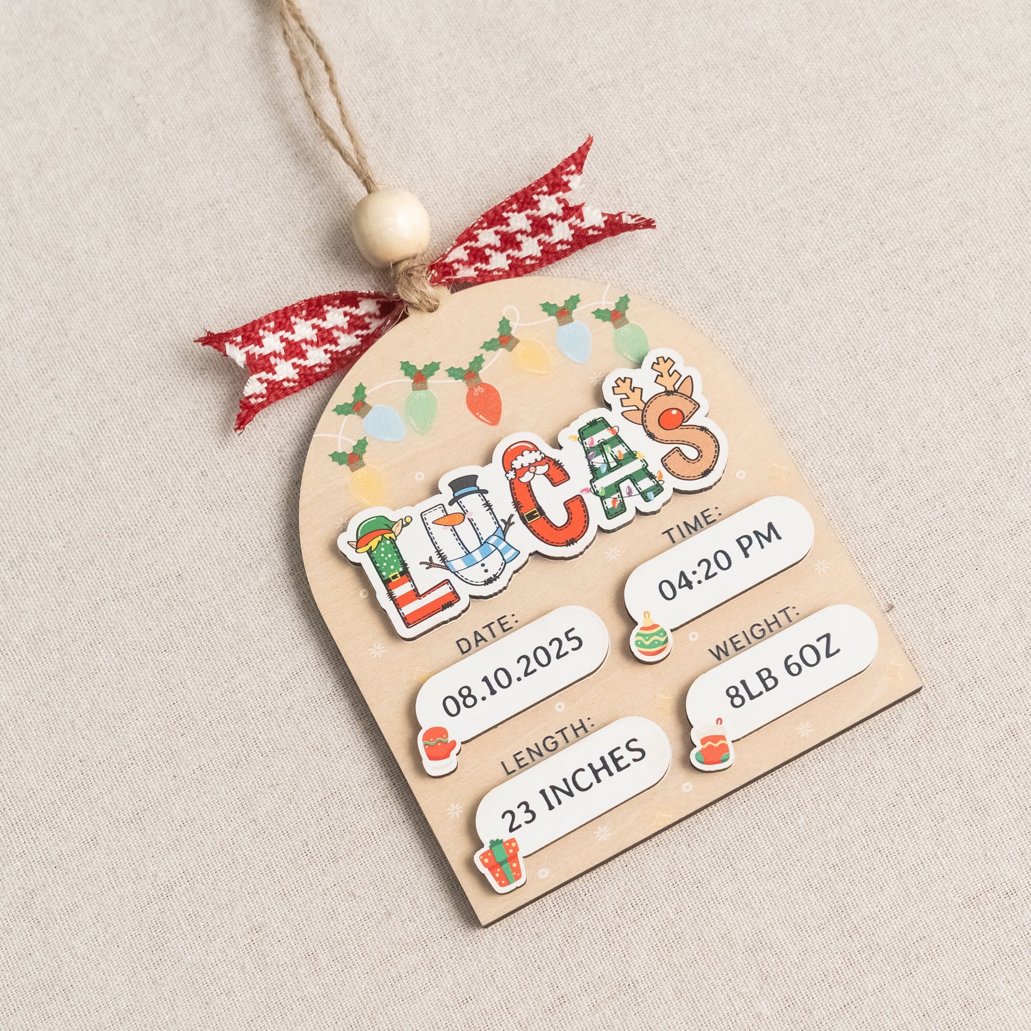 Personalized Baby’s First Christmas Ornament Wood for Baby First Christmas Ornament D45