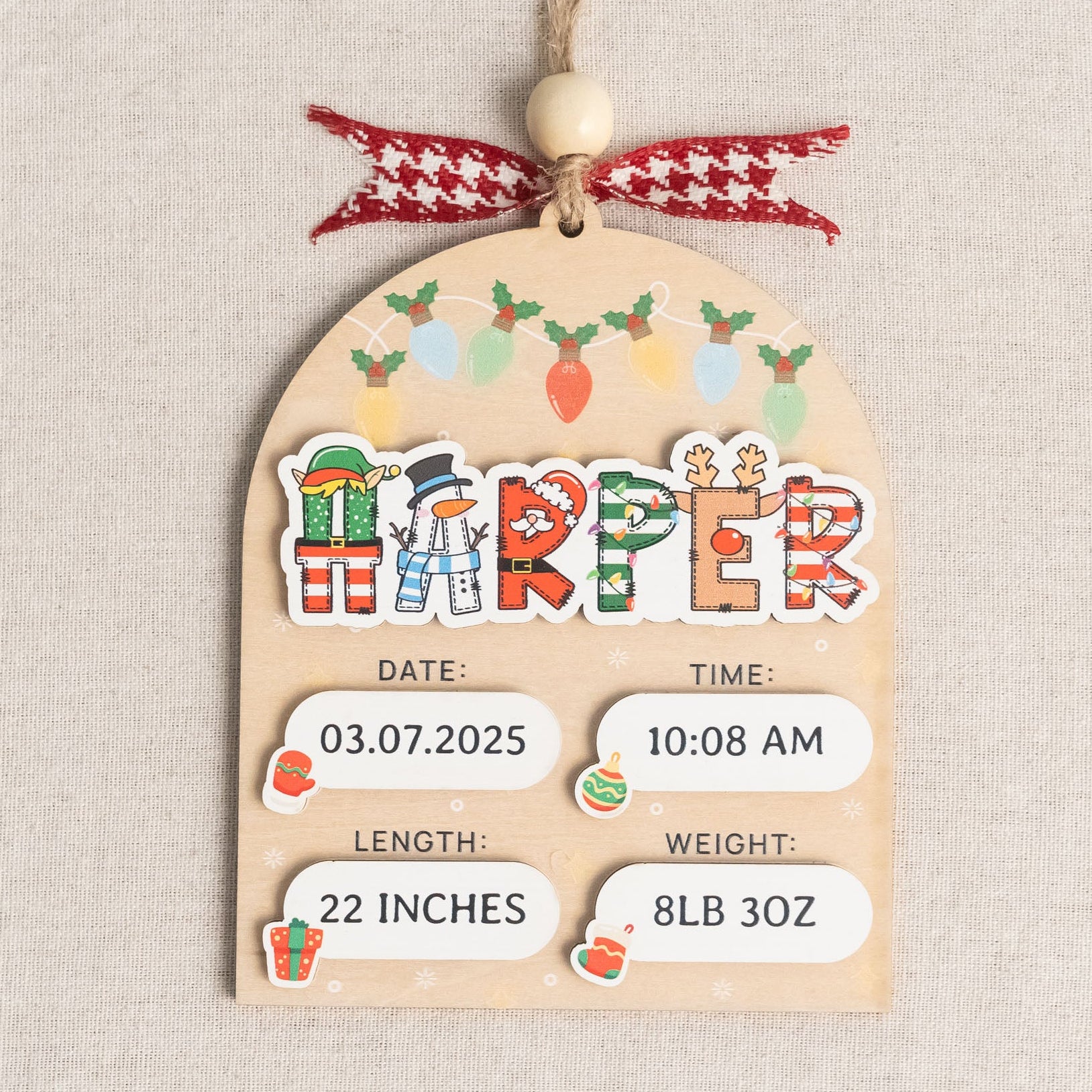 Personalized Baby’s First Christmas Ornament Wood for Baby Christmas Ornament D45