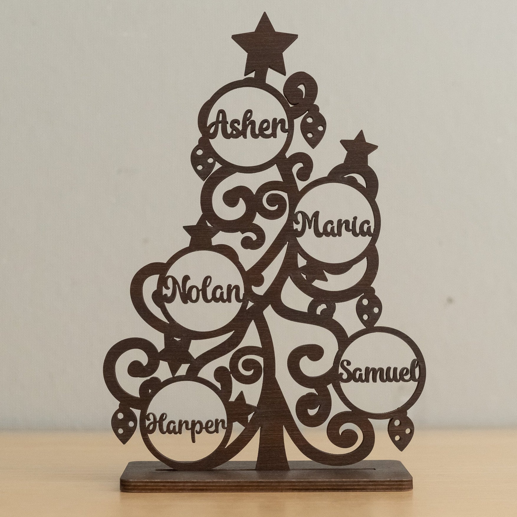 Personalized Wooden Christmas Tree Decor for Family Christmas Decor D43