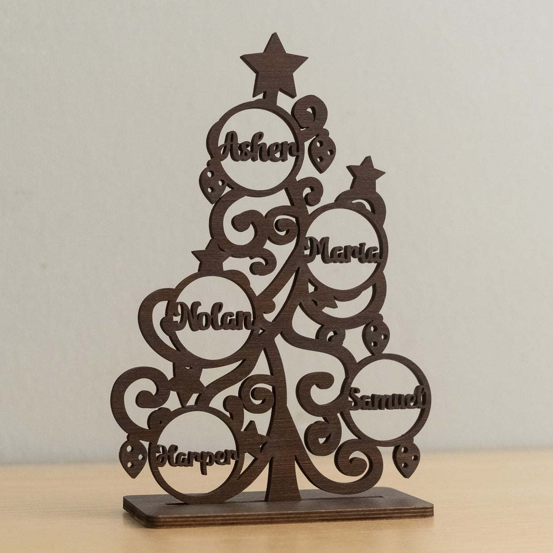 Personalized Wooden Christmas Tree Decor for Family Christmas Decor D43