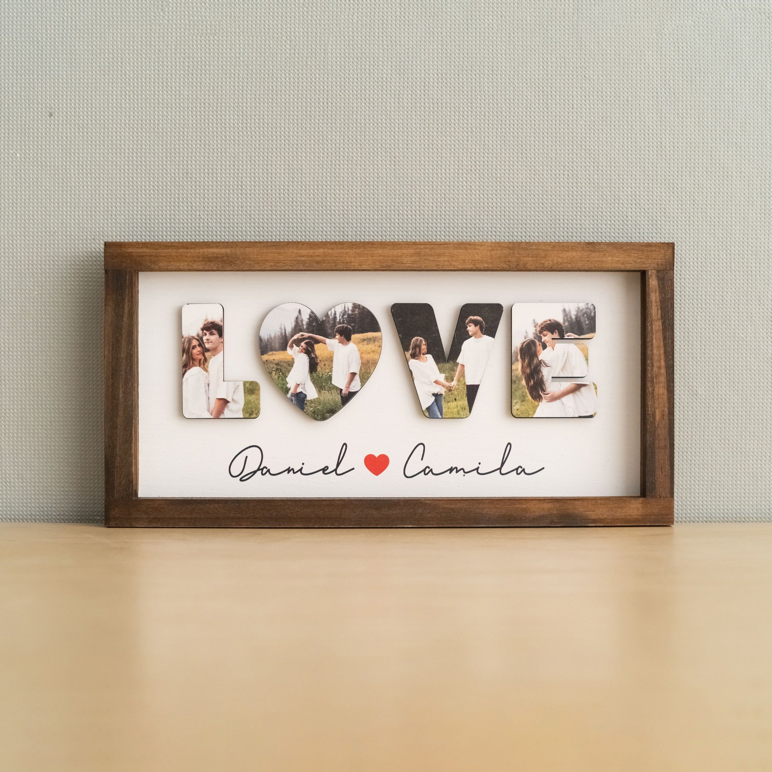 Custom Couple Name Wooden Sign Couple Love Wall Decor and Wooden Love Photo Sign for Romantic Anniversary Gift Y33