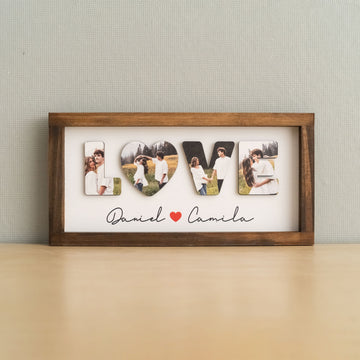Custom Couple Name Wooden Sign Couple Love Wall Decor and Wooden Love Photo Sign for Romantic Anniversary Gift Y33