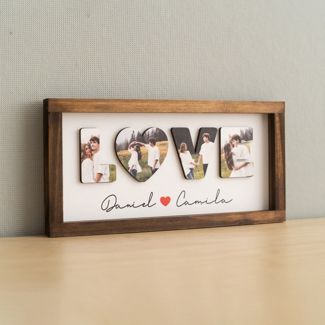 Custom Couple Name Wooden Sign Couple Love Wall Decor and Wooden Love Photo Sign for Romantic Anniversary Gift Y33