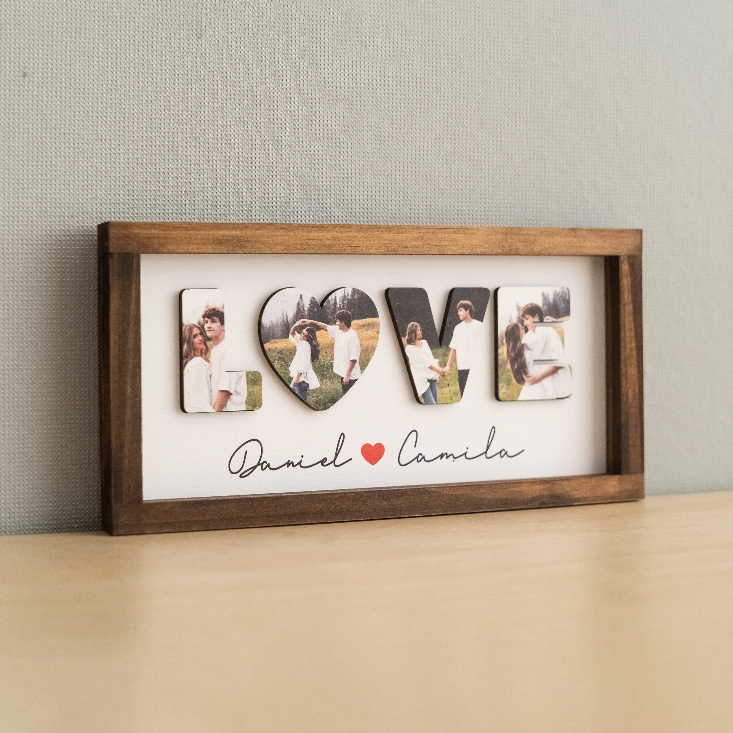 Custom Couple Name Wooden Sign Couple Love Wall Decor and Wooden Love Photo Sign for Romantic Anniversary Gift Y33