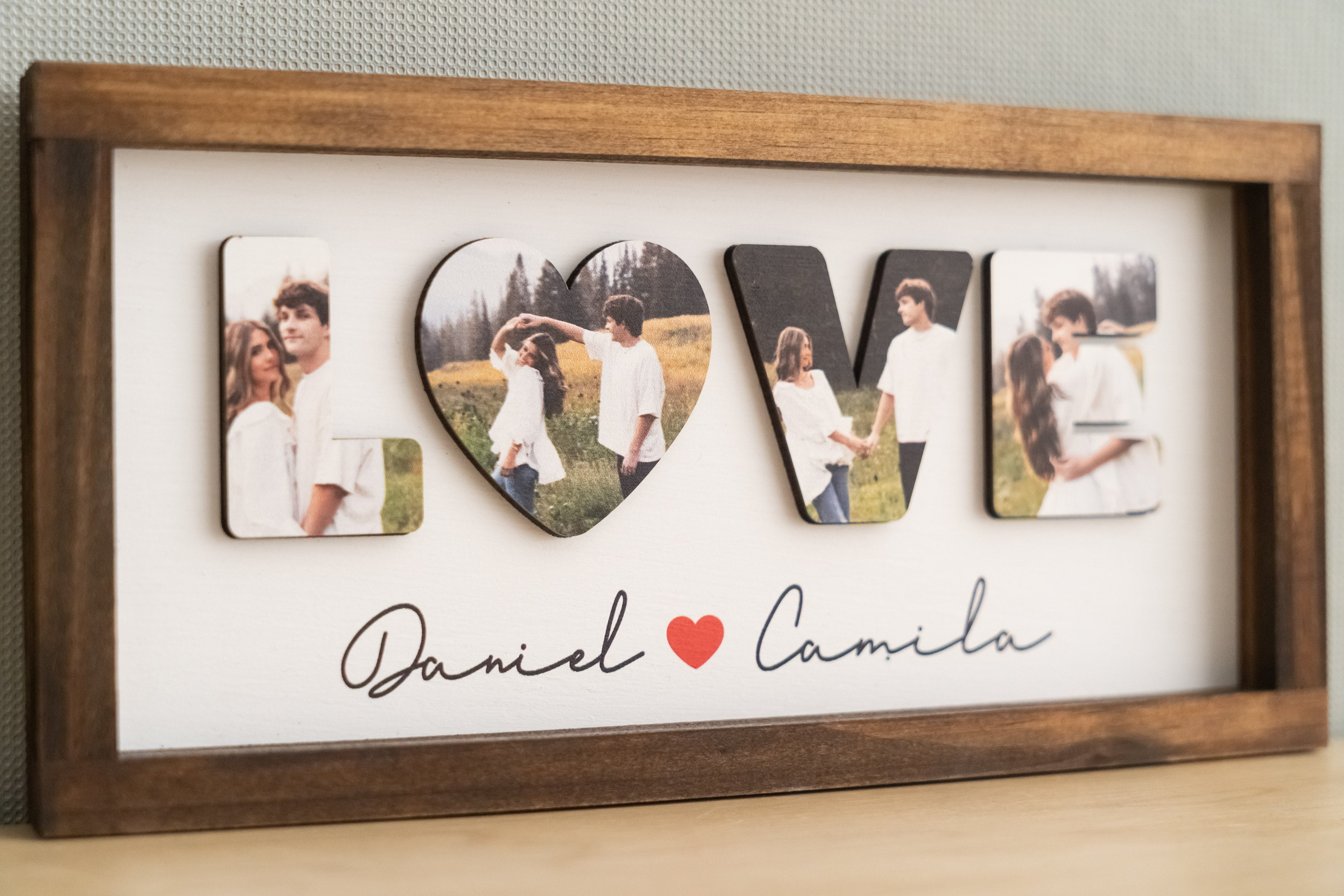 Custom Couple Name Wooden Sign Couple Love Wall Decor and Wooden Love Photo Sign for Romantic Anniversary Gift Y33
