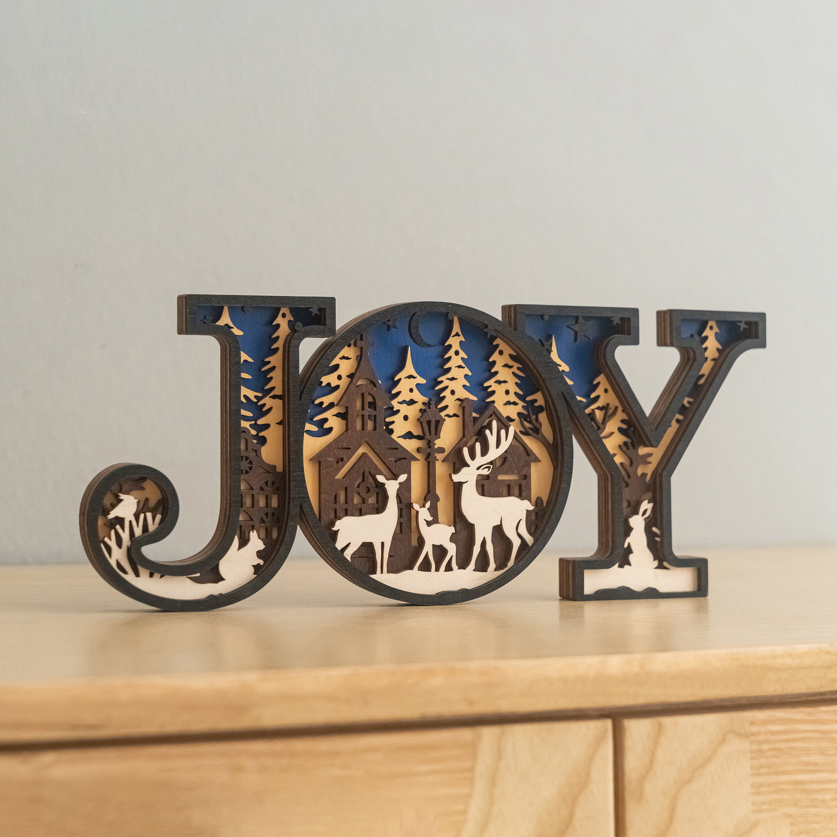 Wooden Joy Christmas Sign Wood for Christmas Table Decor and Rustic Christmas Decor D37