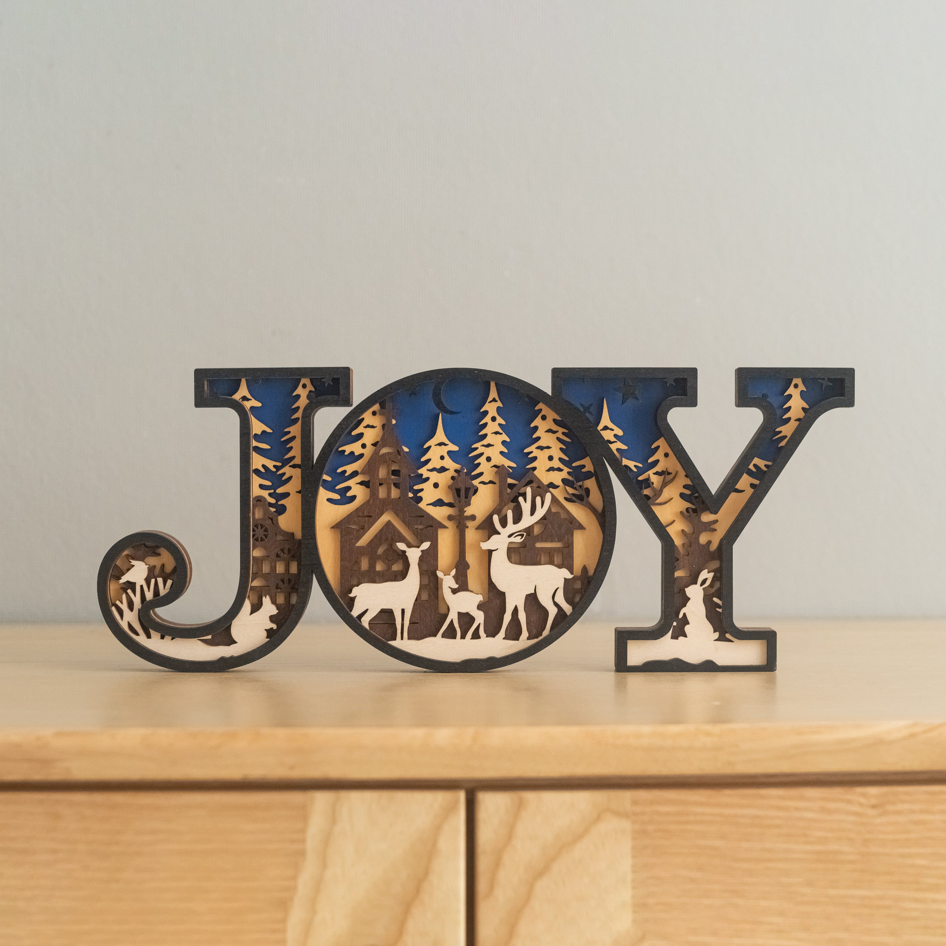 Wooden Joy Christmas Sign Wood for Christmas Table Decor and Rustic Christmas Decor D37