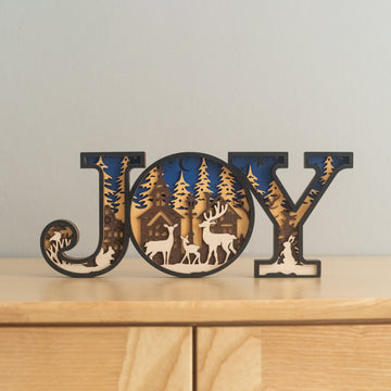 Wooden Joy Christmas Sign Wood for Christmas Table Decor and Rustic Christmas Decor D37