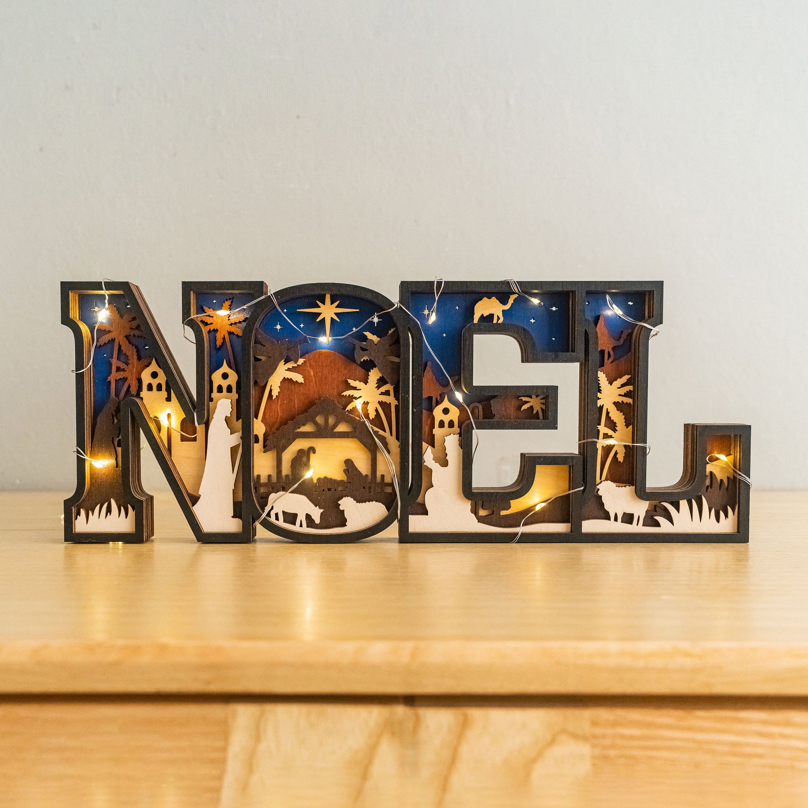 Wooden Noel Christmas Sign Wood for Christmas Home Decor and Layered Wooden Sign D25