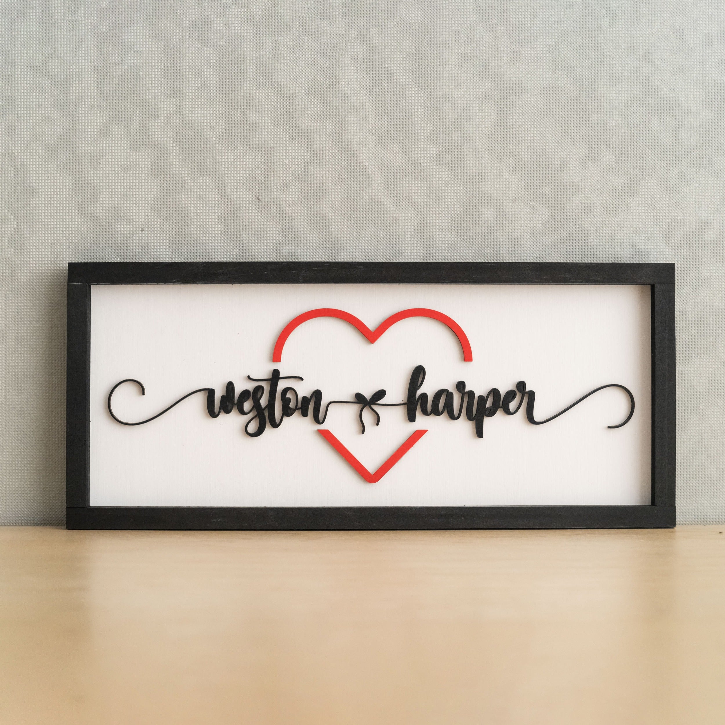 Personalized Couples Name Sign with Heart Wood Couple Love Decor and Rustic Wooden Couple Sign for Romantic Gift Y32
