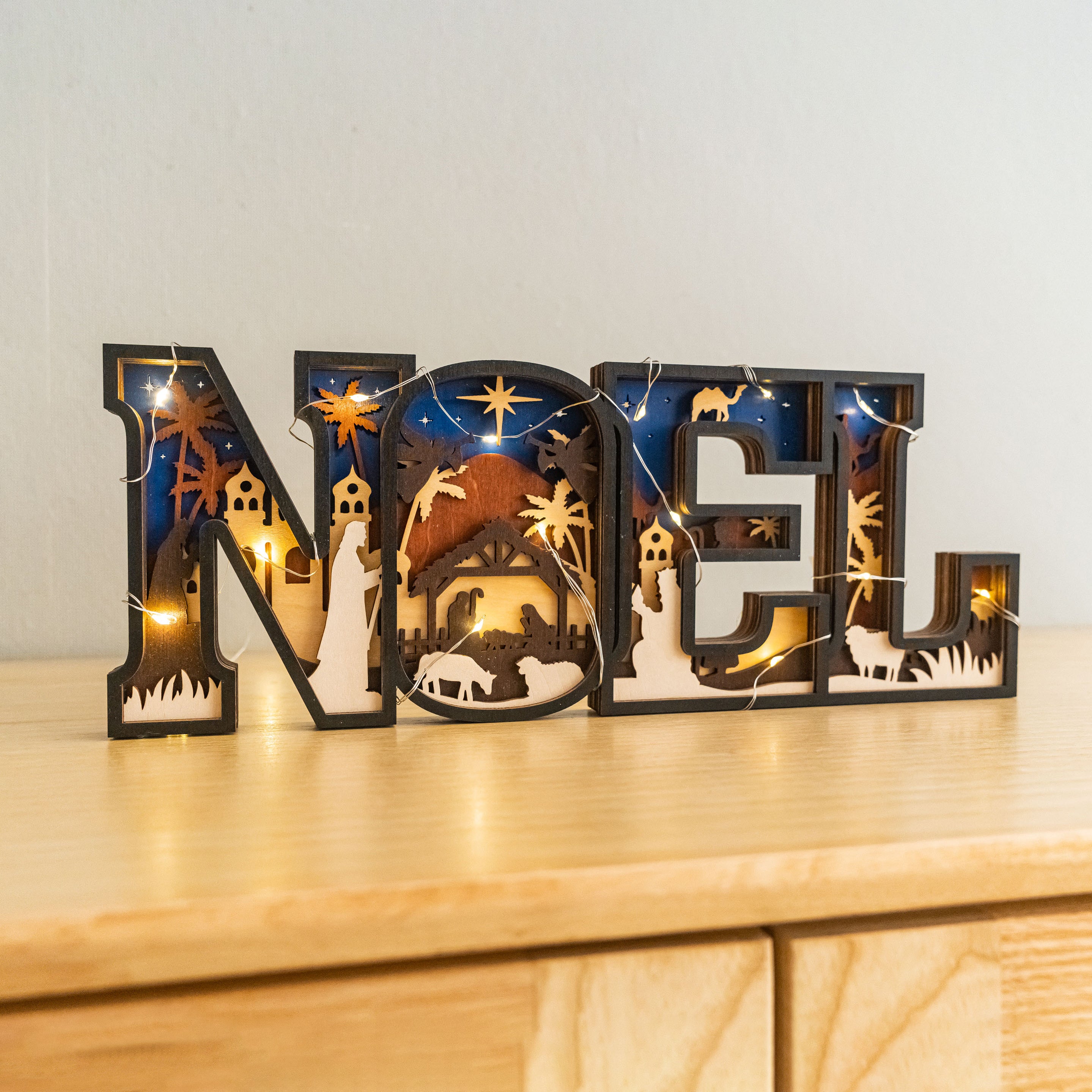 Wooden Noel Christmas Sign Wood for Christmas Decor and Layered Christmas Sign D25