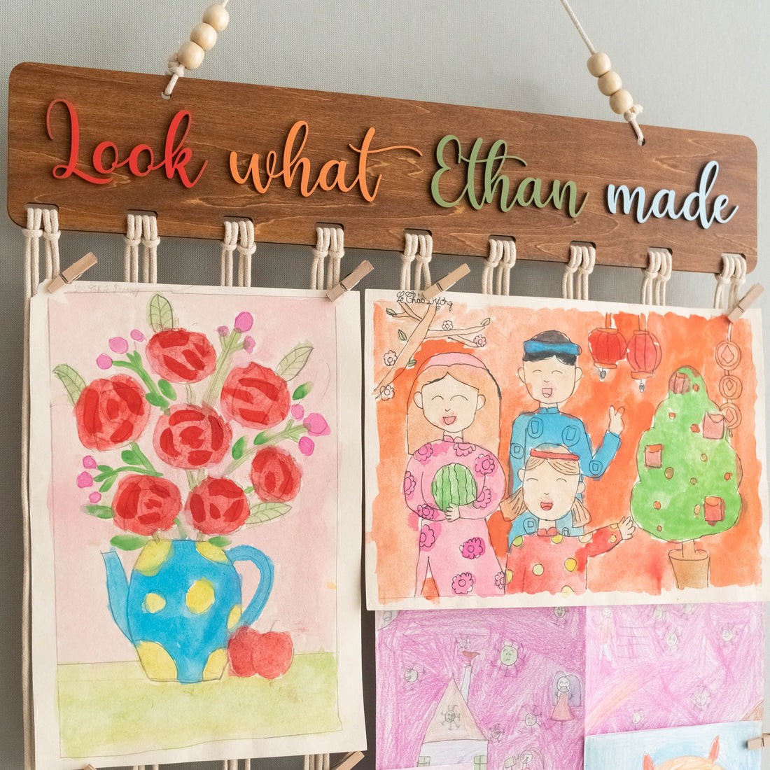 Macrame Kids Art Hanger For Birthday Gift