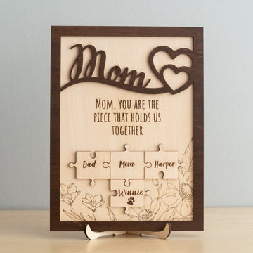 Personalized Wooden Puzzle Frame for Mom Wood Mothers Day Gift and Family Name Puzzle Decor N03