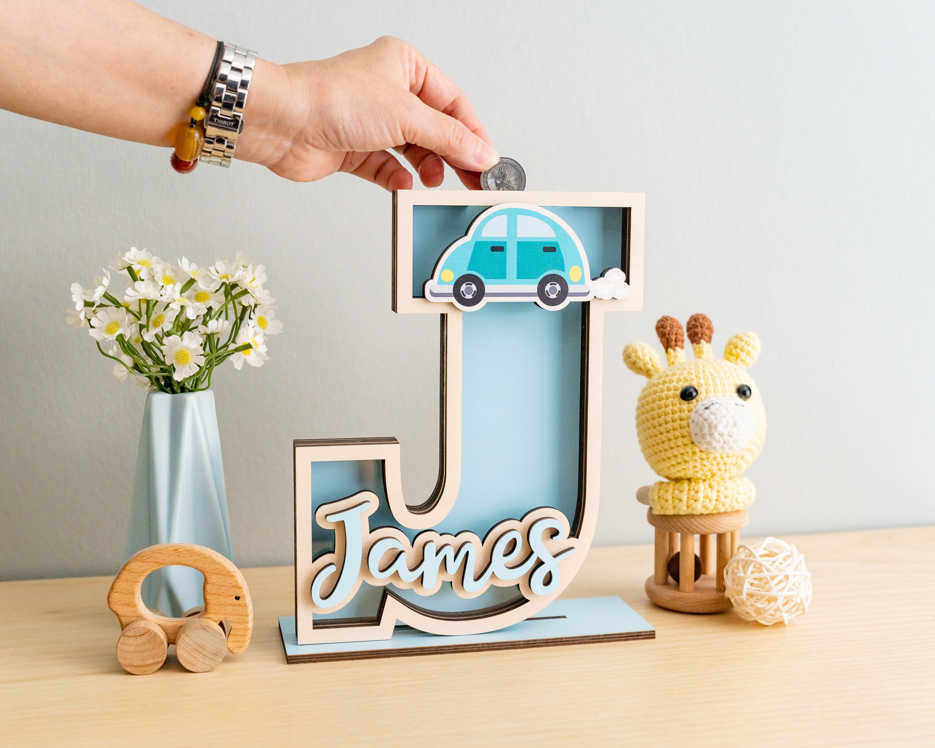 Stylish Letter Piggy Bank for Baby's First Birthday Gift