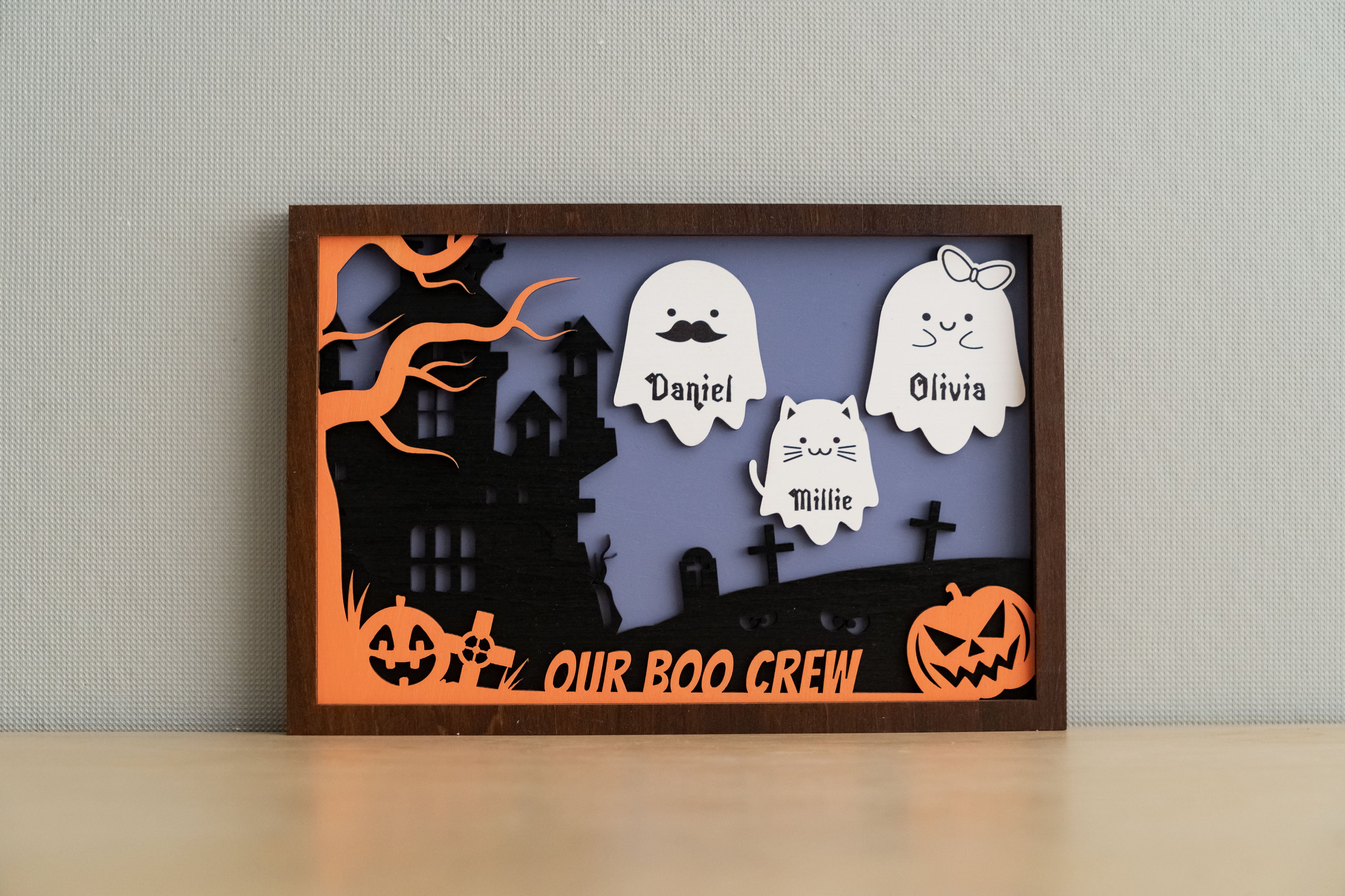 Personalized Wooden Halloween Table Accent for a Spooky Touch