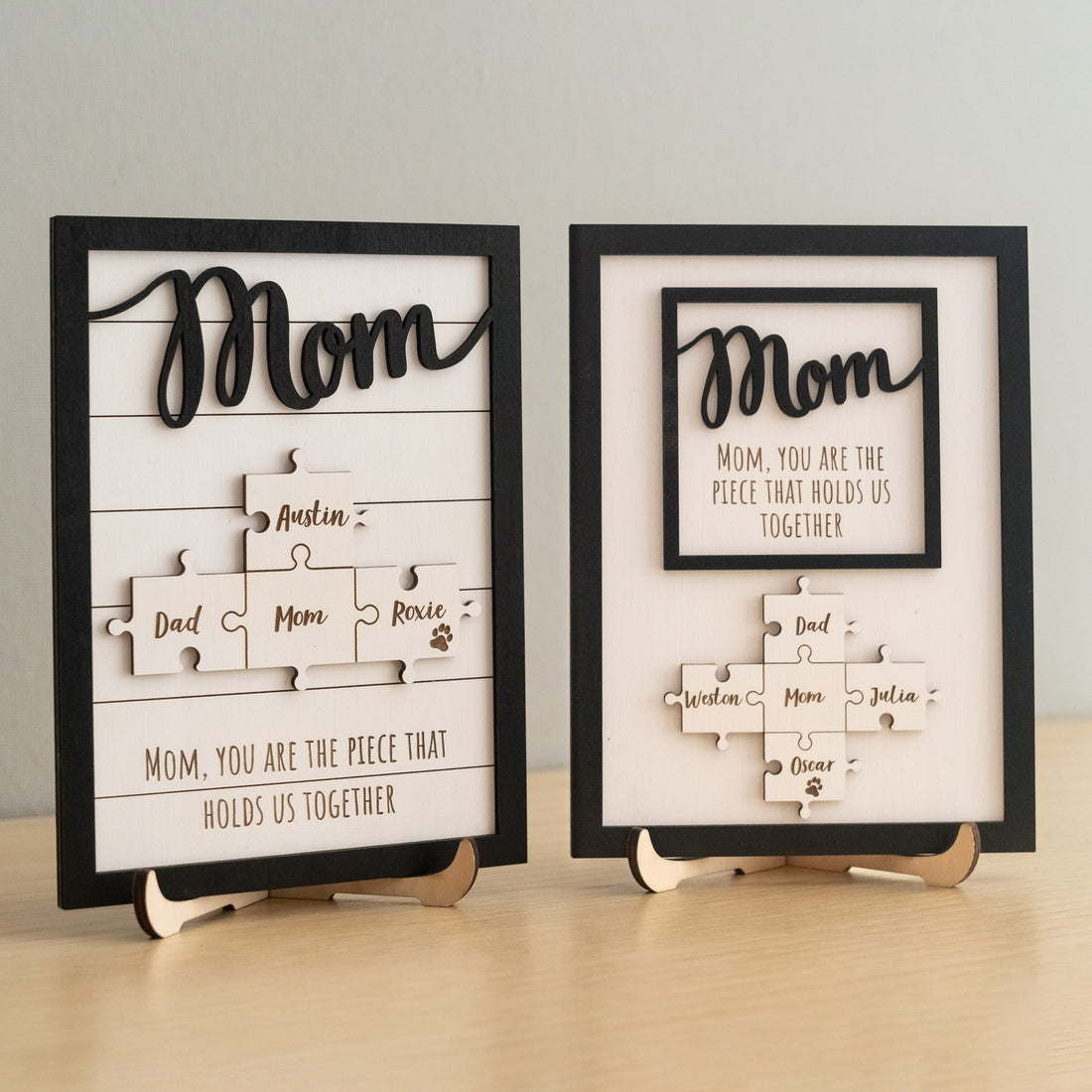 Personalized Wooden Puzzle Frame for Mom Custom Family Decor E63