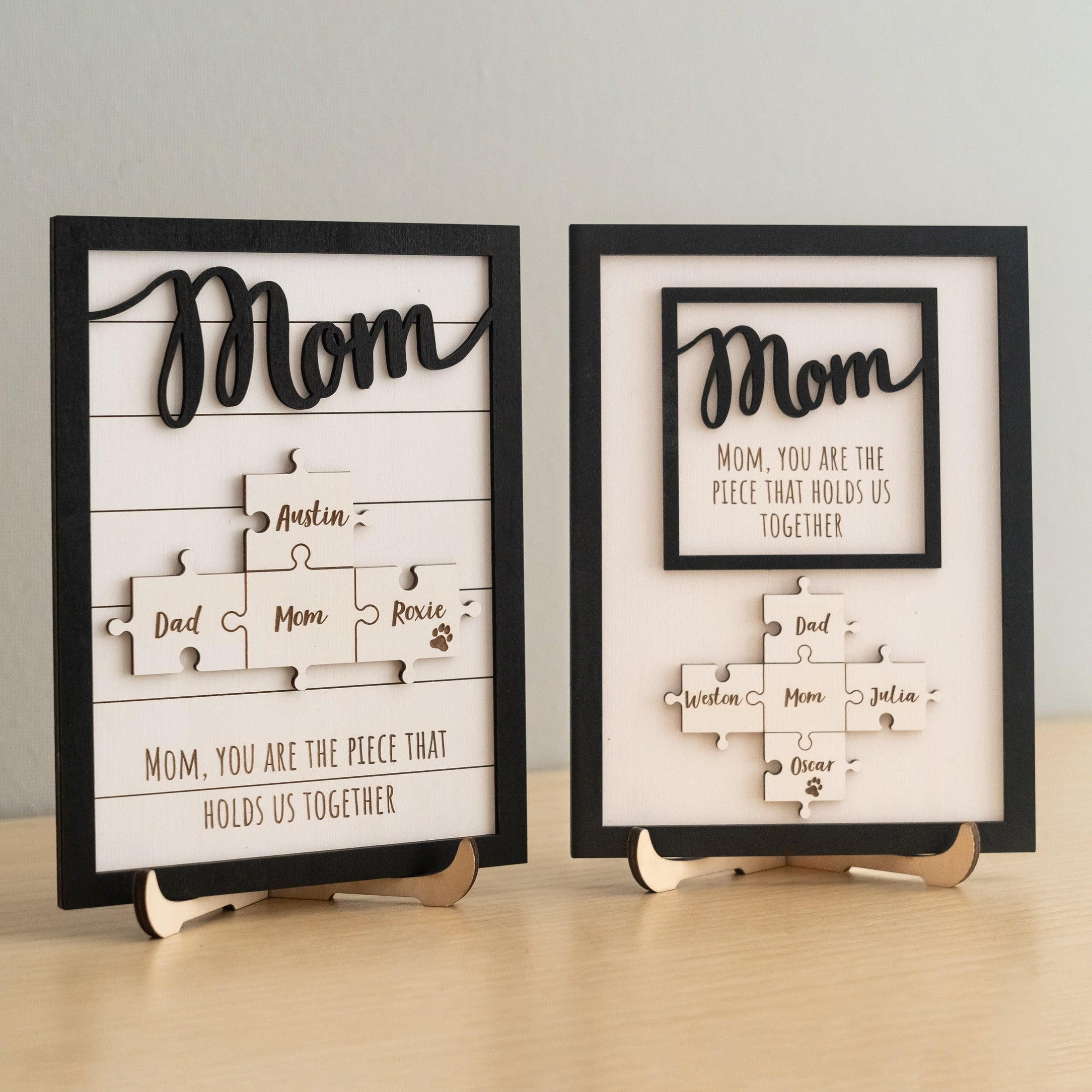 Personalized Wooden Puzzle Frame for Mom Custom Family Decor E63