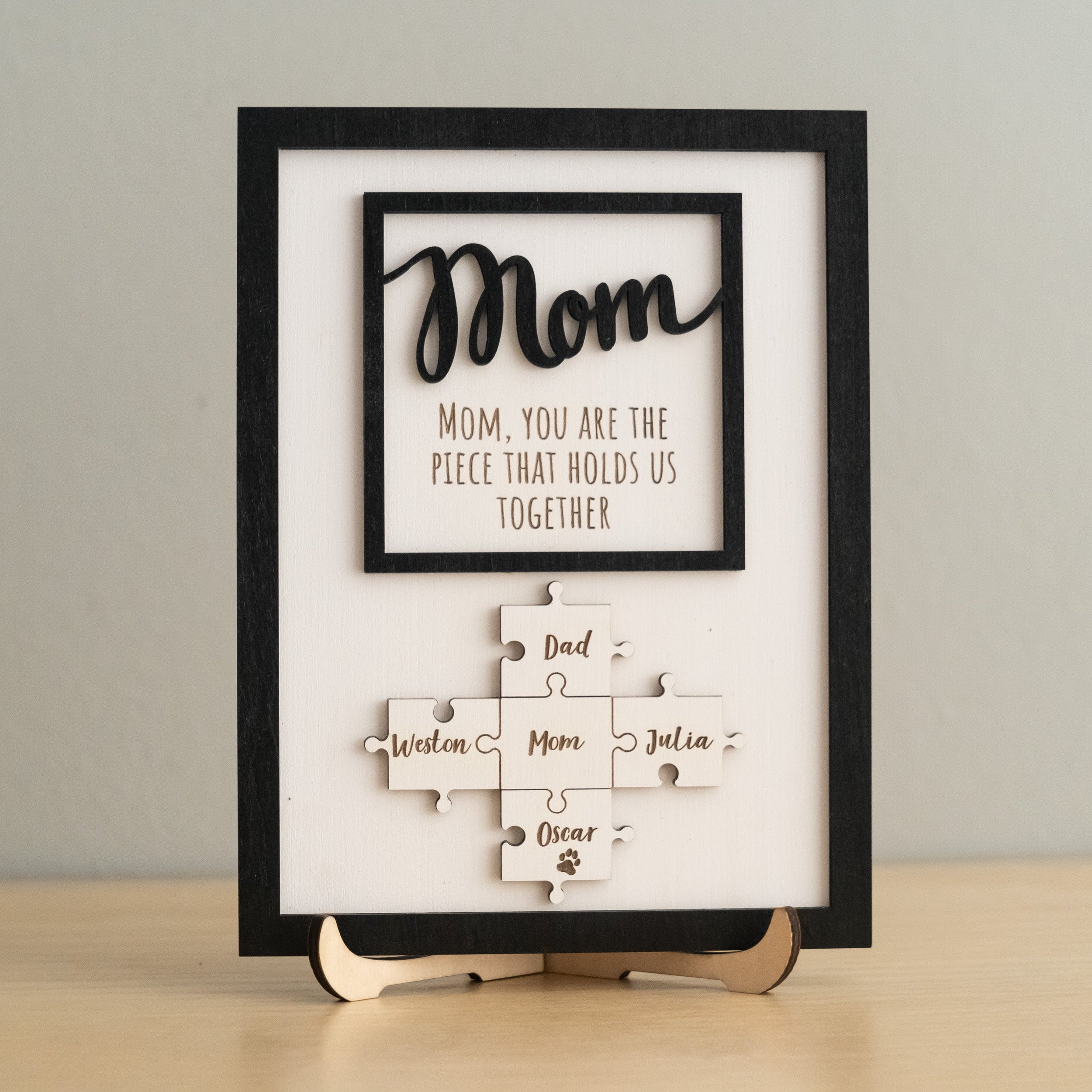 Personalized Wooden Puzzle Frame for Mom Family Puzzle Decor E63