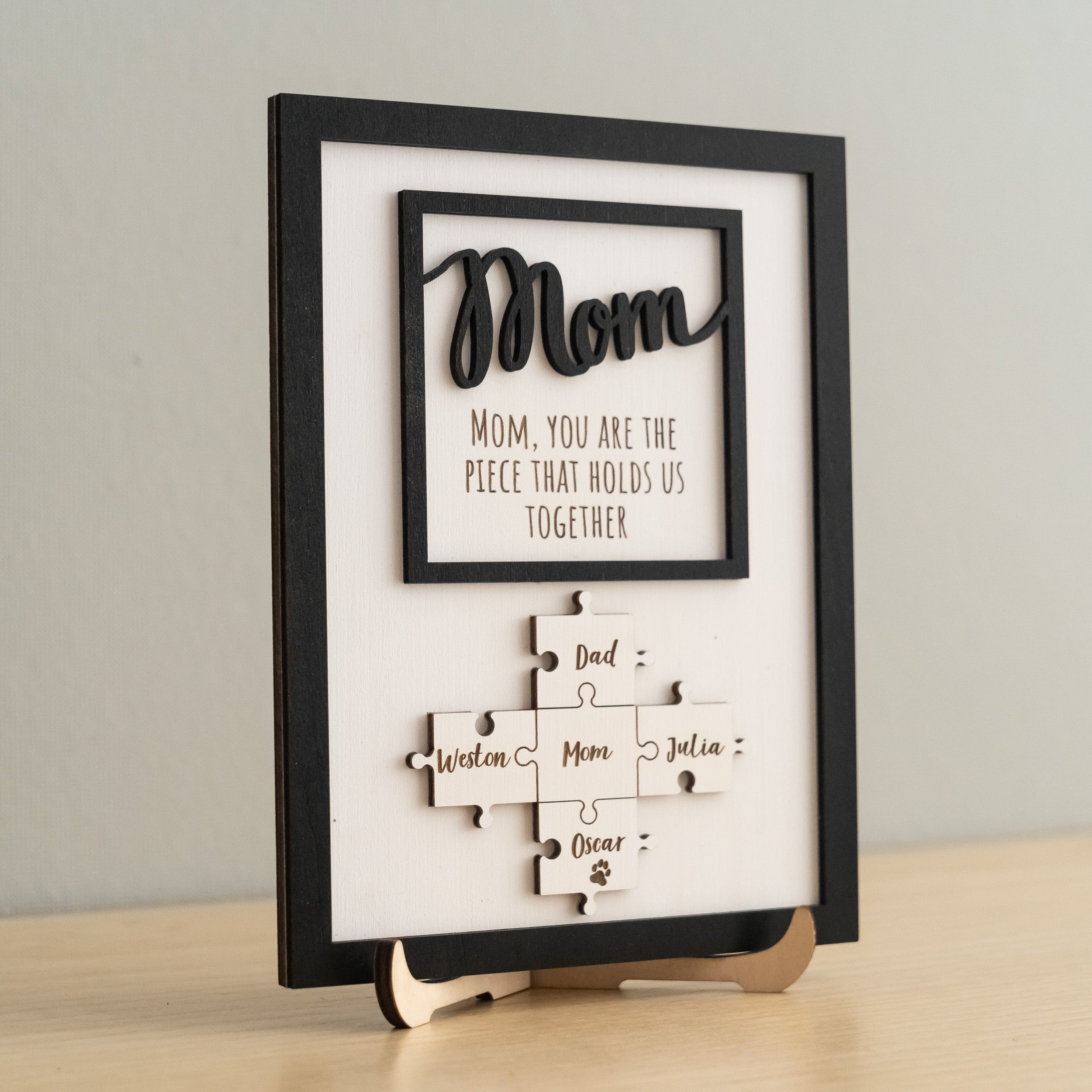 Personalized Wooden Puzzle Frame for Mom Family Puzzle Decor E63