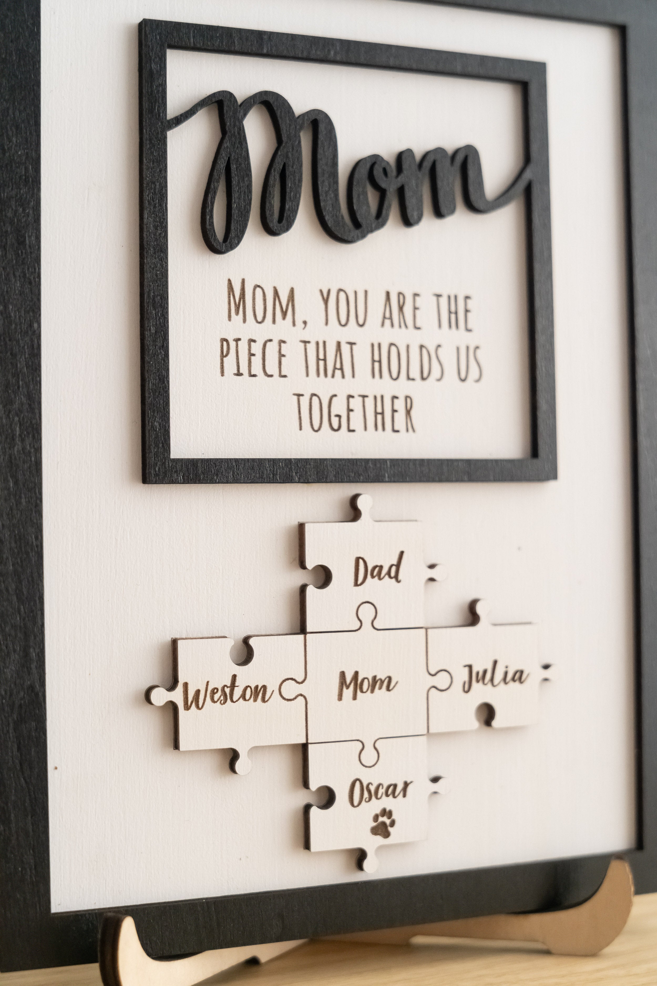 Personalized Wooden Puzzle Frame for Mom Family Puzzle Decor E63
