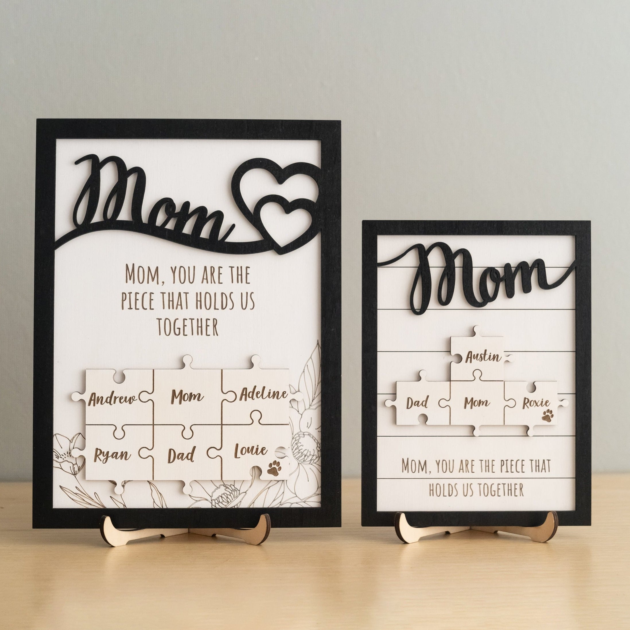 Personalized Wooden Puzzle Frame for Mom Meaningful Family Gift E63