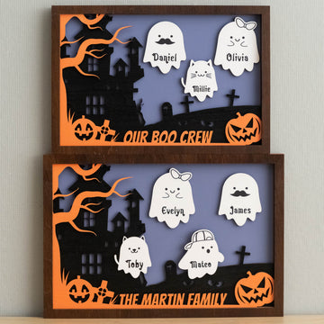 Personalized Halloween Ghost Family Sign Wood Decor R32