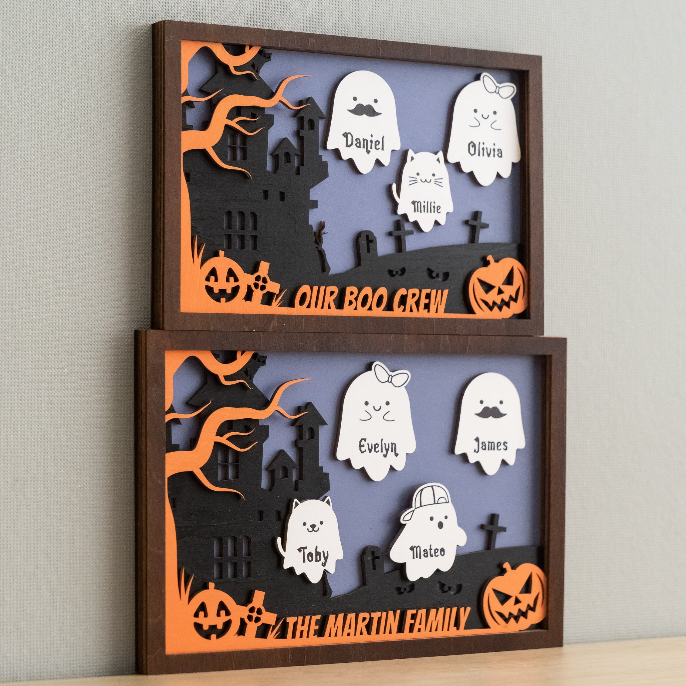 Personalized Halloween Ghost Family Sign Wood Decor R32