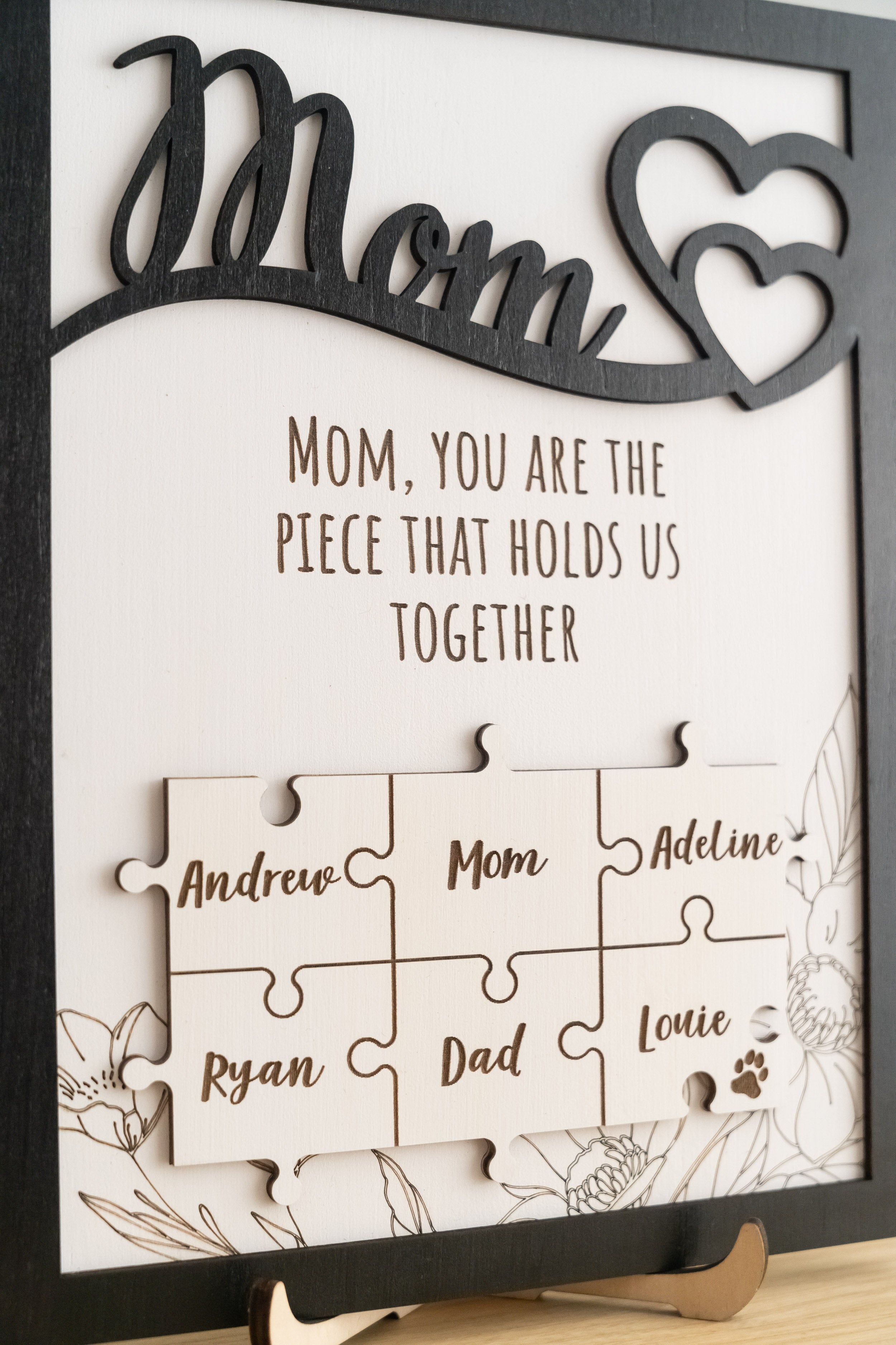 Personalized Wooden Puzzle Frame for Mom Meaningful Family Gift E63