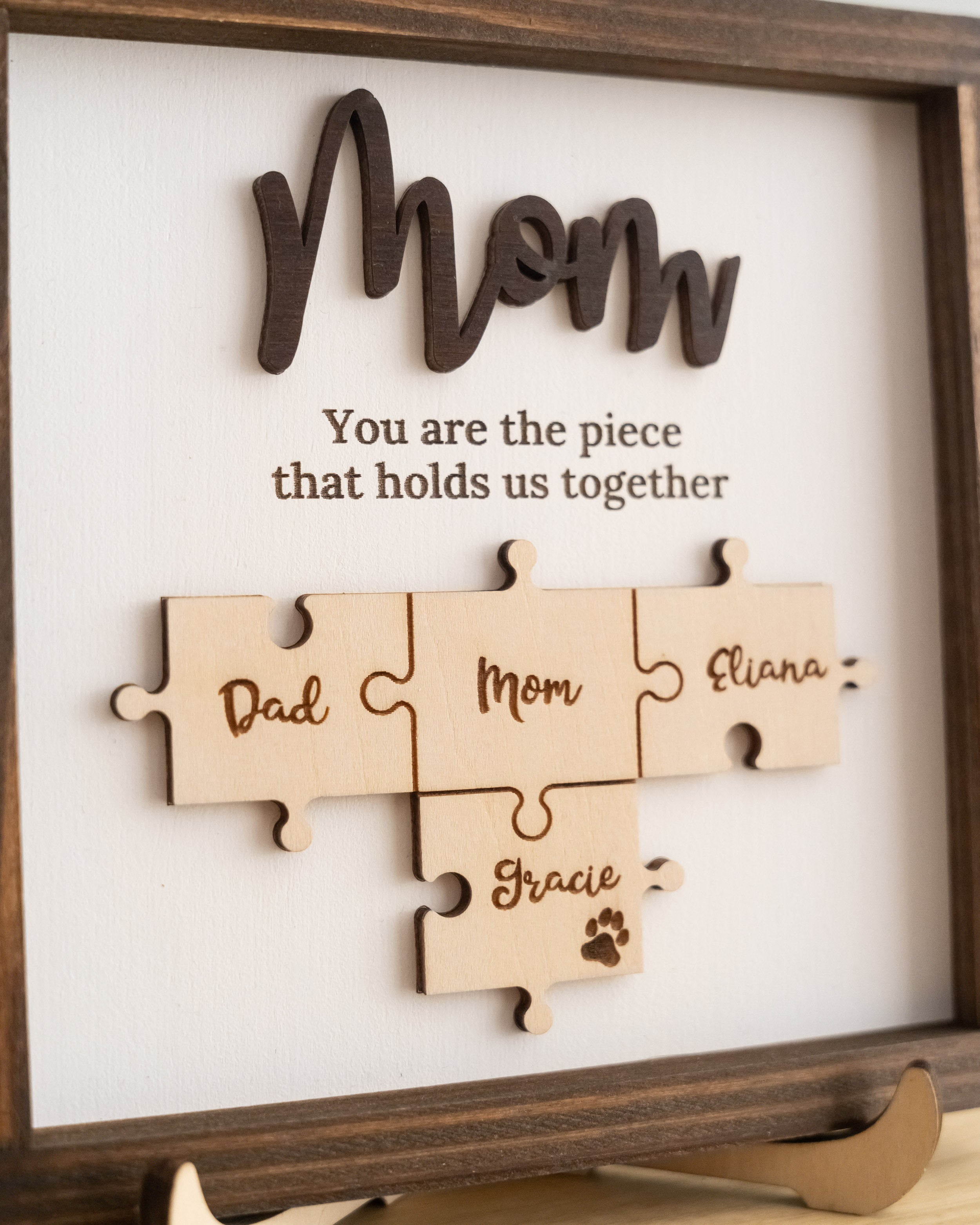 Personalized Wooden Puzzle Frame for Mom for Custom Gifts and Family Decor J29